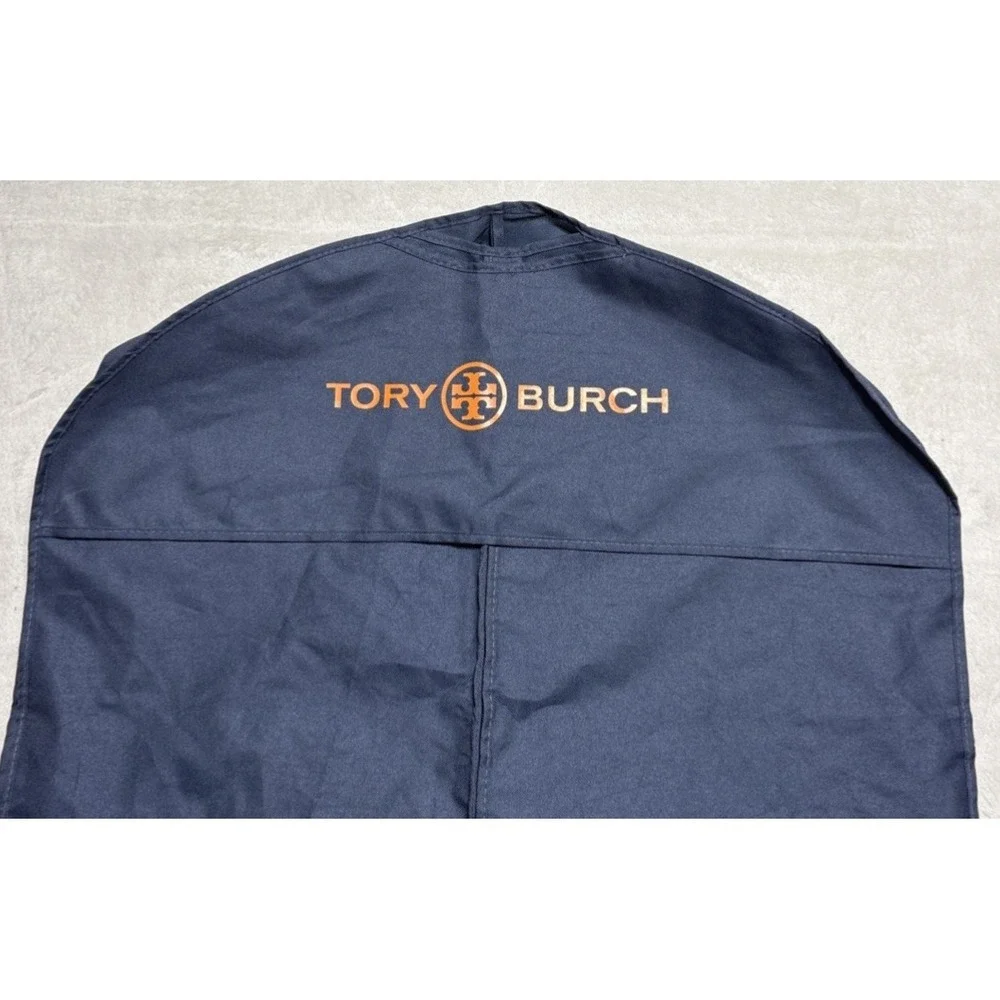 Tory Burch Garment Bag Full Zip Blue Hanging Cloth Suit Dress Travel Orange Logo